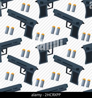 handgun with bullet seamless pattern vector illustration Stock Vector