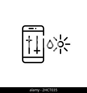 Humidity and temperature climate control using smartphone interface. Pixel perfect, editable stroke icon Stock Vector