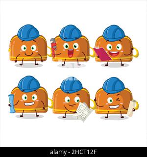 architect orange pencil case cute mascot character with pliers. Vector illustration Stock Vector