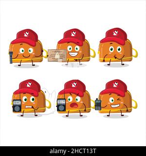 Ghost hunter cartoon orange pencil case character using camera. Vector illustration Stock Vector