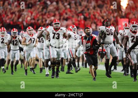 Florida, USA. 31st Dec, 2021. December 31, 2021: The Georgia Bulldogs take the field during the 88th Capital One Orange Bowl at Hard Rock Stadium in Miami Gardens, Florida (Credit Image: © Cory Knowlton/ZUMA Press Wire) Credit: ZUMA Press, Inc./Alamy Live News Stock Photo