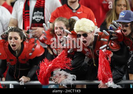 Florida, USA. 31st Dec, 2021. December 31, 2021: Georgia Bulldog fans cheer during the 88th Capital One Orange Bowl at Hard Rock Stadium in Miami Gardens, Florida (Credit Image: © Cory Knowlton/ZUMA Press Wire) Credit: ZUMA Press, Inc./Alamy Live News Stock Photo