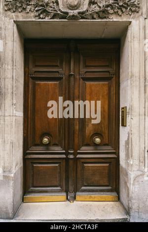 old wooden door in Paris, France Stock Photo