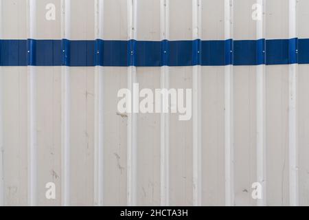 Corrugated white and blue metal texture surface background Stock Photo
