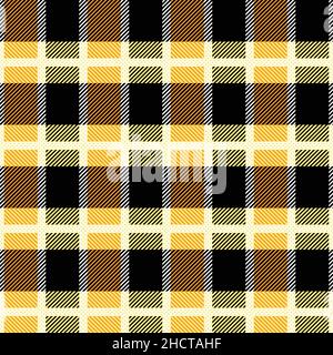 Yellow and black Scotland textile seamless pattern. Fabric texture check tartan plaid. Abstract geometric background for cloth, card, fabric Stock Vector