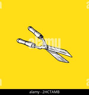 Steel Shear icon by firtinali, sketch and vintage style. - Vector Stock Vector