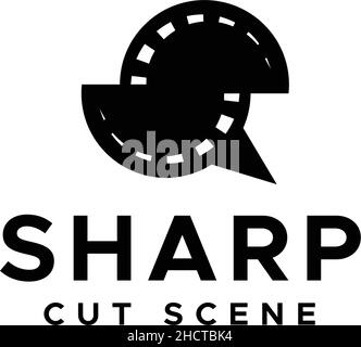 Flat silhouette SHARP CUT SCENEN movie logo design Stock Vector