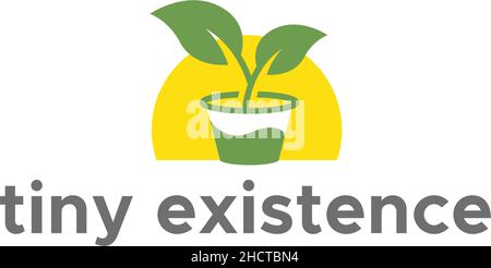 Modern colorful TINY EXITTENCE leaf logo design Stock Vector