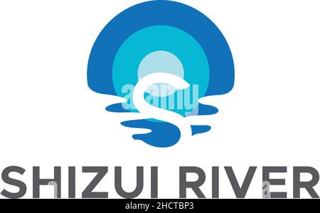 Modern flat initial S SHIZUI RIVER logo design Stock Vector