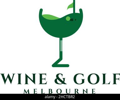 Modern colorful WINE AND GOLF flag logo design Stock Vector