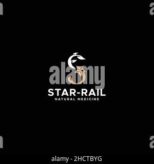 Minimalist design STAR RAIL health logo design Stock Vector
