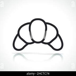 french croissant thin line icon isolated illustration Stock Vector