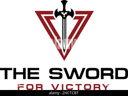 Flat colorful design THE SWORD knight logo design Stock Vector