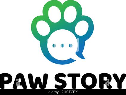 Modern flat colorful design PAW STORY logo design Stock Vector