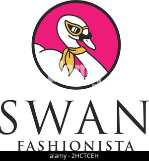 Modern flat colorful SWAN FASHIONISTA logo design Stock Vector