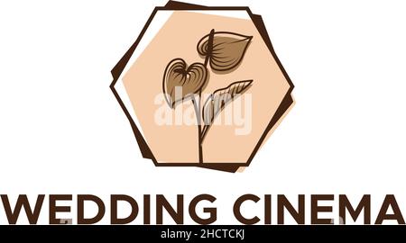 Modern WEDDING CINEMA invitations logo design Stock Vector