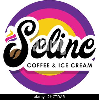 Modern flat colorful design SELINE fun logo design Stock Vector