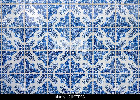 Background from a typical blue portuguese tiled wall Stock Photo