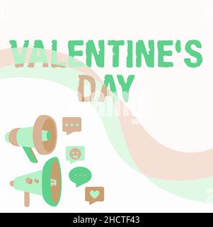 Writing displaying text Valentine S Day. Business approach time when showing show feelings of love and affection Illustration Of Hand Holding Stock Photo