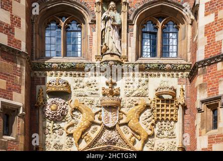 St. John's College Gate (detail), Cambridge, England. Stock Photo