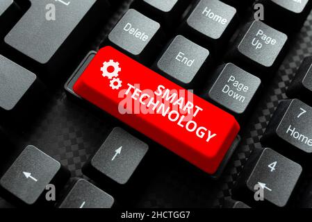 Text caption presenting Smart Technology. Business overview used to protect and prevent errors in hard drives Typing Image Descriptions And Keywords Stock Photo