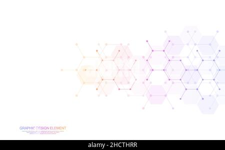 Abstract background of hexagons pattern and chemical engineering, genetic research, molecular structure. Vector illustration for innovation technology Stock Vector