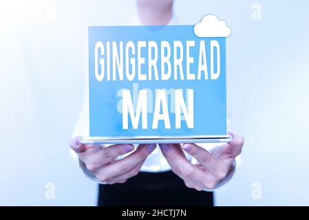 Text sign showing Gingerbread Man. Business showcase cookie made of gingerbread usually in the shape of human Presenting New Technology Ideas Stock Photo