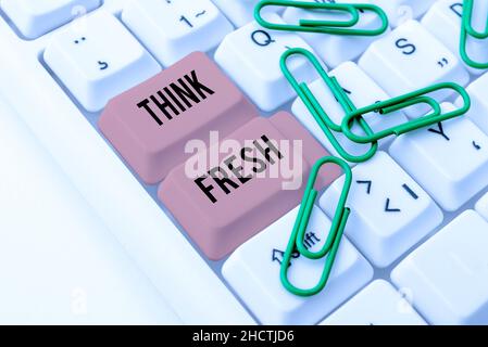 Handwriting text Think Fresh. Word Written on a new perspective of thinking when producing ideas and concepts Upgrading And Repairing Old Website Stock Photo
