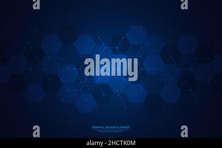 Geometric abstract background of innovation technology concept. Hexagon pattern, molecular structure, genetic engineering. Concepts and ideas for Stock Vector