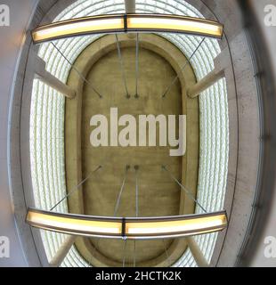 Wide angle view of an skylight inside of the Bayview Subway Station part of the Toronto Transit Commission or TTC. Nov. 18, 2021 Stock Photo