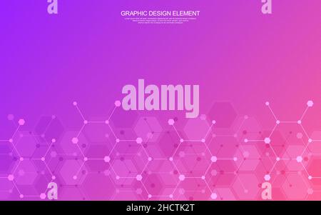 Vector illustration of abstract geometric background with hexagons pattern. Concepts and ideas for technology, science, and medicine Stock Vector