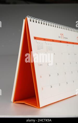 Desk calendar on gray background Stock Photo