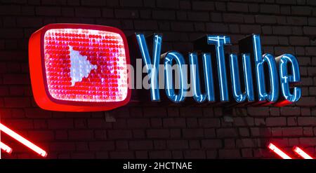 YouTube logo. Youtube is a popular video sharing service founded in 2005 Stock Photo