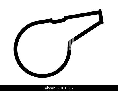 A typical Referee Soccer Football whistle in black outline isolated over a white background Stock Photo