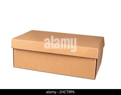Closed brown post packaging isolated on white with clipping path Stock Photo