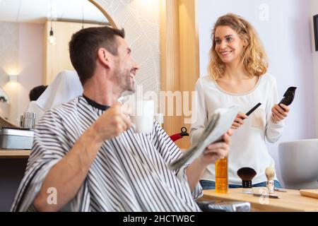 situation in a hair dresser salon Stock Photo