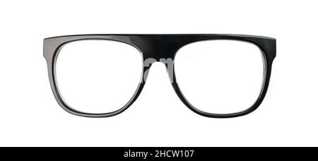 black nerd Glasses isolated on white background Stock Photo