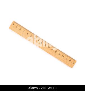 wooden ruler isolated on white background Stock Photo