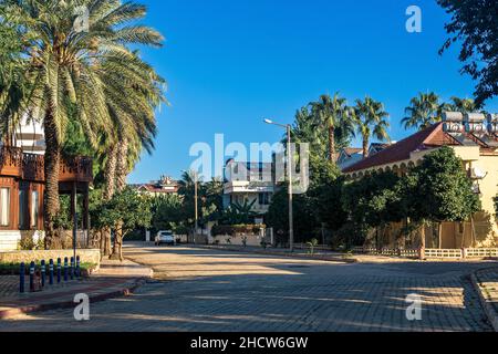 morning view of the streets of the seaside resort town of Kemer in Turkey Stock Photo
