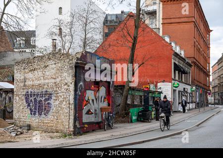 Enghavevej street view in Vesterbro district of Copenhagen, Denmark Stock Photo