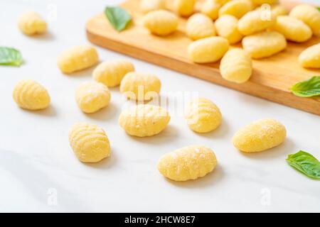 Traditional Italian gnocchi pasta uncooked - Italian food style Stock Photo