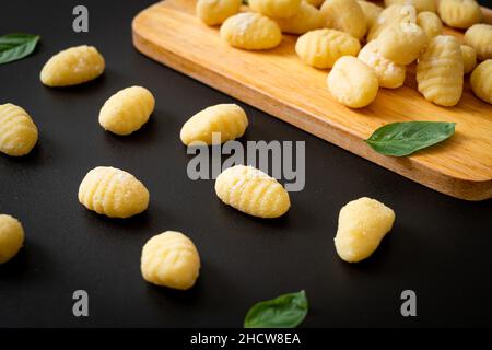 Traditional Italian gnocchi pasta uncooked - Italian food style Stock Photo