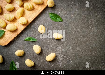 Traditional Italian gnocchi pasta uncooked - Italian food style Stock Photo