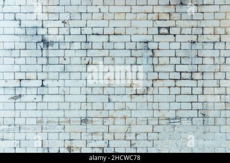 Old dirty white brick wall background Stock Photo