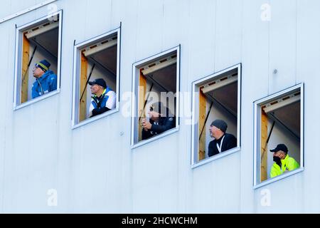 Garmisch-Partenkirchen, Germany. , . The judges of the New Year's ski jumping race in place in the judge's tower during the qualification New Year's Eve. From left: Lars Erik Eriksson (SWE), Erik Stahlhut (GER), Martin Ronningen, Thomas Kuglitsch (AUT) and Vladimir Frak (SVK) in Garmisch-Partenkirchen. Photo: Geir Olsen/NTB Credit: NTB Scanpix/Alamy Live News Stock Photo