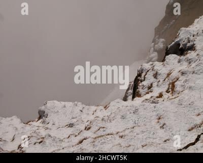 Spectacular view of fog blanket in winter seen from the mountain station of Hoher Kasten cable car. Appenzell, Switzerland. Stock Photo