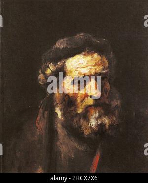 Rembrandt Head of an old bearded man in beret, seen in profile Stock ...