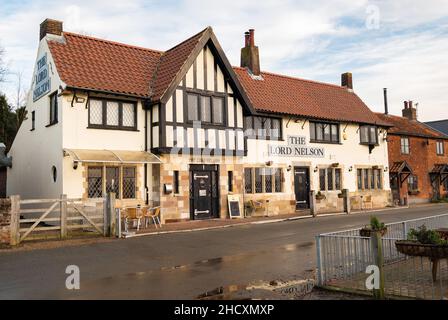 The Lord Nelson pub in the village of Reedham in the Norfolk Broads National Park Stock Photo