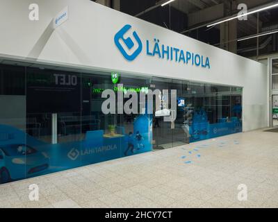 Turku, Finland - December 21, 2021: Vertical View of Office Entrance of Lahitaoiola Company, which is a Finnish bank, insurance services, financial se Stock Photo