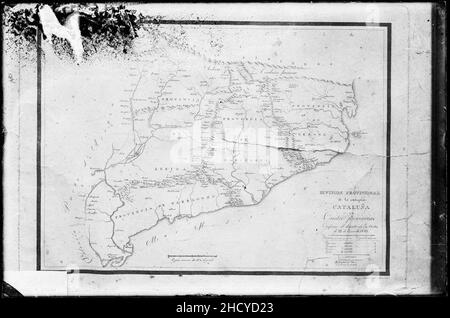 Reproducció d'un mapa de Catalunya amb la divisió provincial, de 1823 Stock Photo